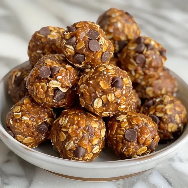 ['Close-up view of No Bake Pumpkin Spice Energy Bites with a textured surface and chocolate chips.', 'Delicious No Bake Pumpkin Spice Energy Bites stacked on a white plate, showcasing their creamy texture.', 'A side view of No Bake Pumpkin Spice Energy Bites, highlighting the colorful ingredients within.', 'Hand holding a No Bake Pumpkin Spice Energy Bite, with a blurred background of a kitchen setting.']