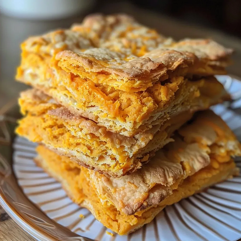 ['Close-up view of freshly baked Pumpkin Cheddar Biscuits with a golden crust and melted cheese.', 'Side view of Pumpkin Cheddar Biscuits showing flaky layers and a sprinkle of cheddar on top.', 'Juicy Pumpkin Cheddar Biscuits arranged on a wooden surface, highlighting their warm, inviting color.', 'Tasty Pumpkin Cheddar Biscuits with a soft texture and a close-up of cheddar cheese visible.']