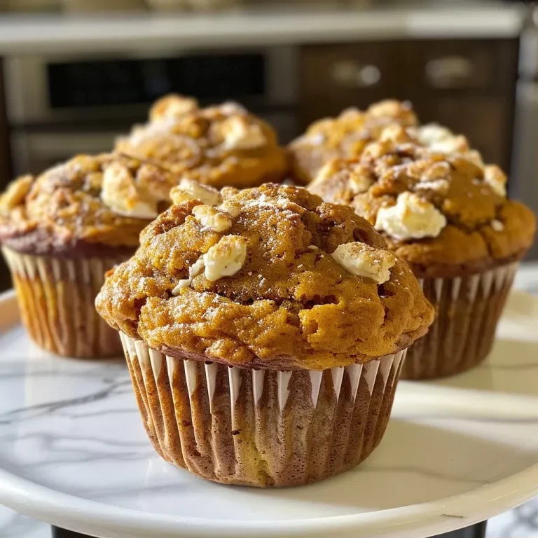 ['Close-up side view of moist pumpkin cream cheese muffin, showcasing its textured top.', 'Delicious pumpkin cream cheese muffin with a golden-brown crust, highlighted in soft light.', 'Slice of pumpkin cream cheese muffin revealing creamy filling, captured in detail.', 'Vibrant pumpkin cream cheese muffin with a perfect crumb structure, set against a simple backdrop.']