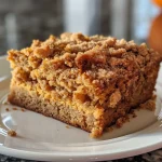 ['Close-up view of a moist Pumpkin Spice Crumb Cake with a golden brown topping.', 'Side angle of a Pumpkin Spice Crumb Cake highlighting its crumbly texture and spices.', 'Detailed shot of a Pumpkin Spice Crumb Cake featuring a buttery crumb layer and warm spices.', 'Close-up of a freshly baked Pumpkin Spice Crumb Cake showcasing its rich, pumpkin color.']