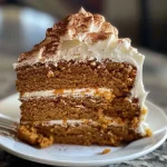 ['Side view of a moist Pumpkin Spice Latte Cake, showcasing layers and frosting.', 'Close-up of Pumpkin Spice Latte Cake with cream cheese frosting and pumpkin decorations.', 'Delicious slice of Pumpkin Spice Latte Cake displaying rich pumpkin and spice layers.', 'Close-up side view of a decadent Pumpkin Spice Latte Cake with espresso drizzle.']