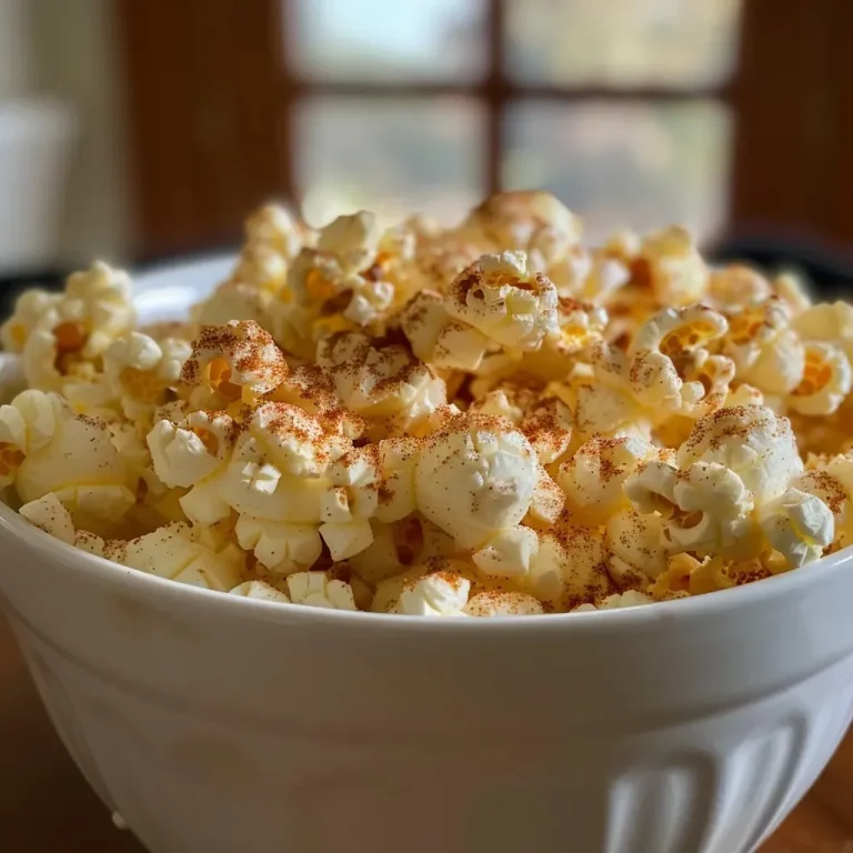 ['Close-up of homemade pumpkin spice popcorn coated with spices.', 'Side view of pumpkin spice popcorn with a golden-brown hue.', 'Delicious pumpkin spice popcorn in a bowl, showcasing its savory seasoning.', 'Textured popcorn sprinkled with pumpkin spice, inviting and colorful.']
