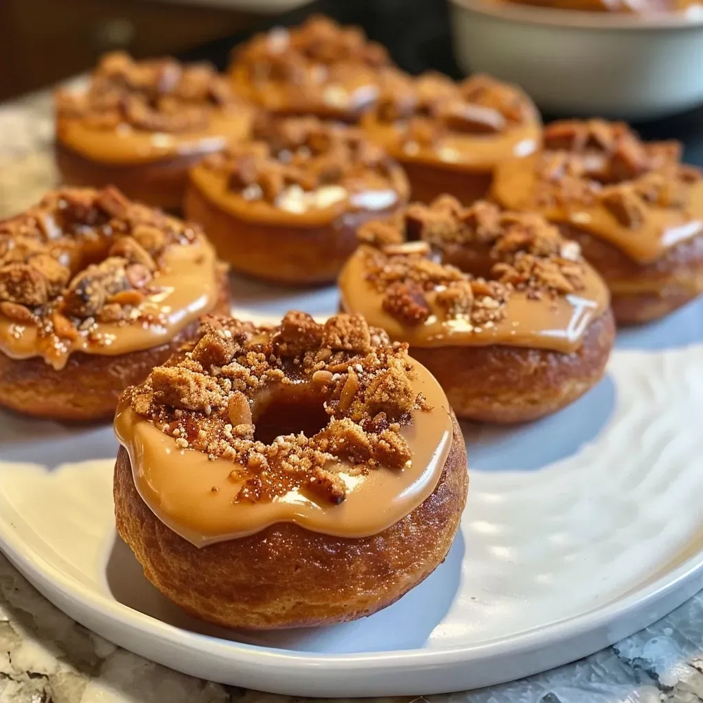 ['Close-up view of a gluten-free Pumpkin Spice Protein Donut with a golden-brown glaze.', 'Side view of a fluffy Pumpkin Spice Protein Donut, showcasing its texture and toppings.', 'A deliciously spiced Pumpkin Protein Donut displayed on a rustic background.', 'Horizontal shot of a Pumpkin Spice Donut sprinkled with cinnamon, highlighting its moist interior.']
