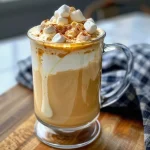 ['Close-up view of a creamy pumpkin white hot chocolate in a glass mug.', 'A deliciously rich pumpkin white hot chocolate topped with whipped cream and cinnamon.', 'Side view of a warm pumpkin white hot chocolate with mini marshmallows floating on top.', 'A glass of pumpkin white hot chocolate with a swirl of whipped cream and seasonal spices.']