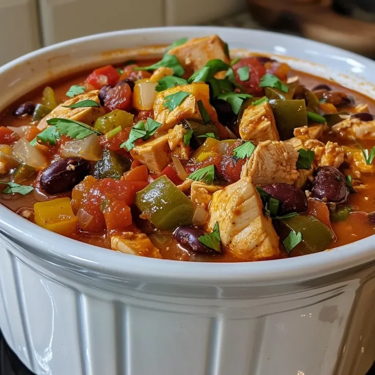 ['Close-up side view of a bowl of Quick Chicken Pumpkin Chili, showcasing vibrant colors and ingredients.', 'Juicy Quick Chicken Pumpkin Chili in a white bowl, highlighting the chunky vegetables and chicken pieces.', 'Rich and hearty Quick Chicken Pumpkin Chili, featuring diced tomatoes, pumpkin puree, and beans.', 'A mouthwatering view of Quick Chicken Pumpkin Chili with a glossy finish, garnished with herbs.']