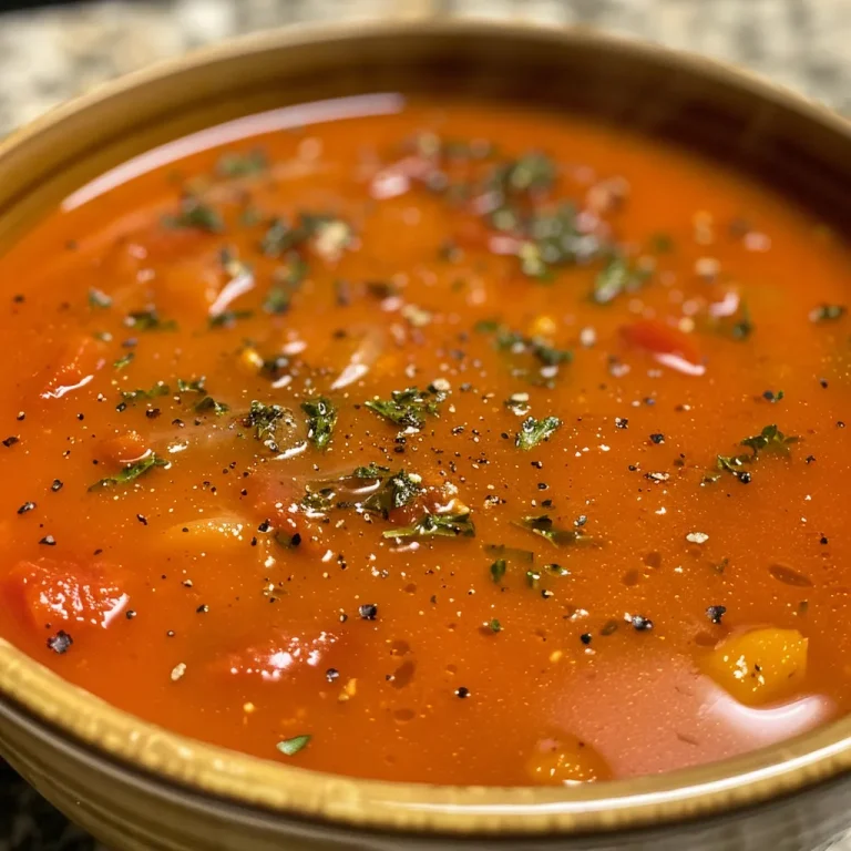 ['Close-up of creamy tomato soup in a bowl, garnished with fresh basil.', 'Side view of a steaming bowl of tomato soup, with a drizzle of olive oil.', 'Rich tomato soup with visible chunks of tomatoes and herbs, served in a rustic bowl.', 'Bowl of vibrant tomato soup, showcasing its thick consistency and fresh ingredients.']