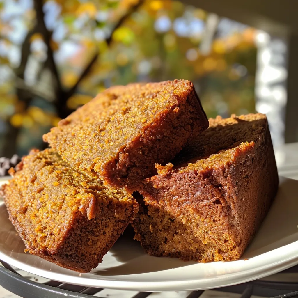 ['Close-up side view of a slice of gluten-free pumpkin bread with chocolate and cinnamon swirl.', 'Juicy, moist gluten-free pumpkin bread slice showcasing a chocolate cinnamon swirl pattern.', 'Side view of a thick slice of pumpkin bread featuring rich chocolate and cinnamon swirls.', 'Detailed close-up of a gluten-free pumpkin bread slice with a glossy chocolate cinnamon swirl.']