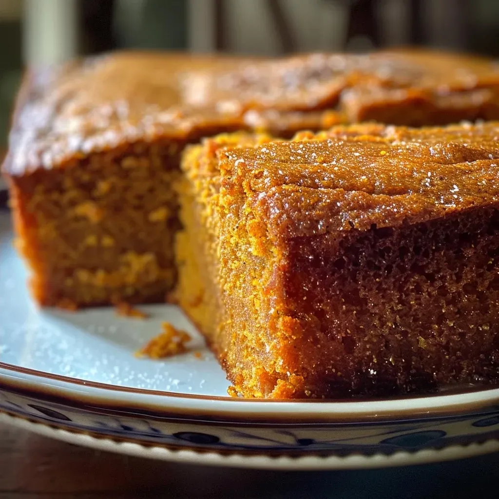 Close-up of a delicious Classic Pumpkin Cake with a golden-brown exterior and visible spices.