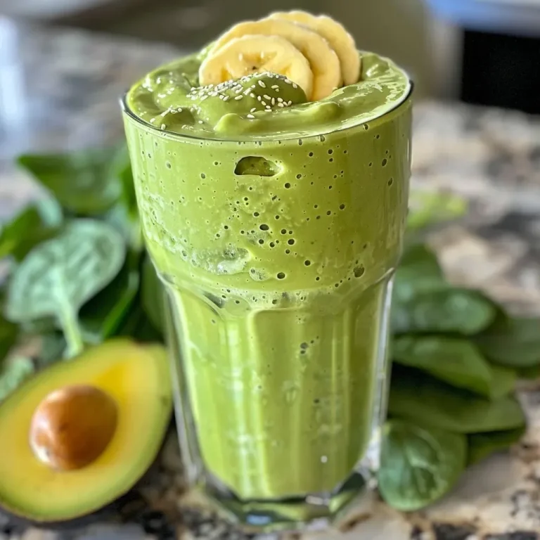 Close-up view of a vibrant green Grinch Smoothie in a glass, showcasing its creamy texture.