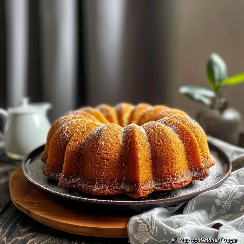 A slice of Maple Bundt Cake showcasing a moist texture and decorative icing.