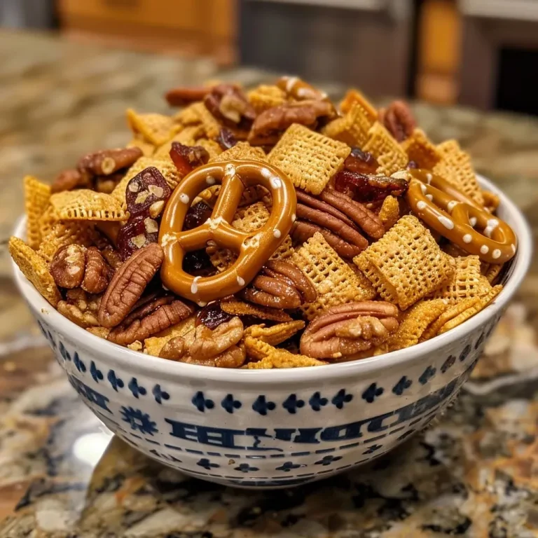 Harvest-Inspired Pecan Pumpkin Spice Snack Mix for Cozy Moments Close-up view of a bowl filled with Pecan Pumpkin Spice Snack Mix.