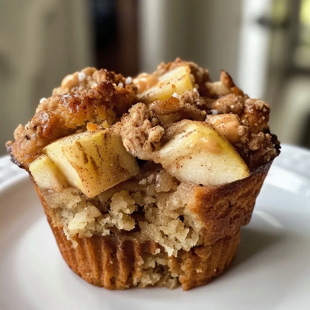 Delicious Protein Apple Muffins with diced apple pieces visible on the side.