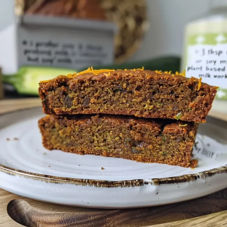 Nourishing Protein Zucchini Bread with a Bright Orange Twist Close-up side view of a slice of protein zucchini bread topped with orange crackle.