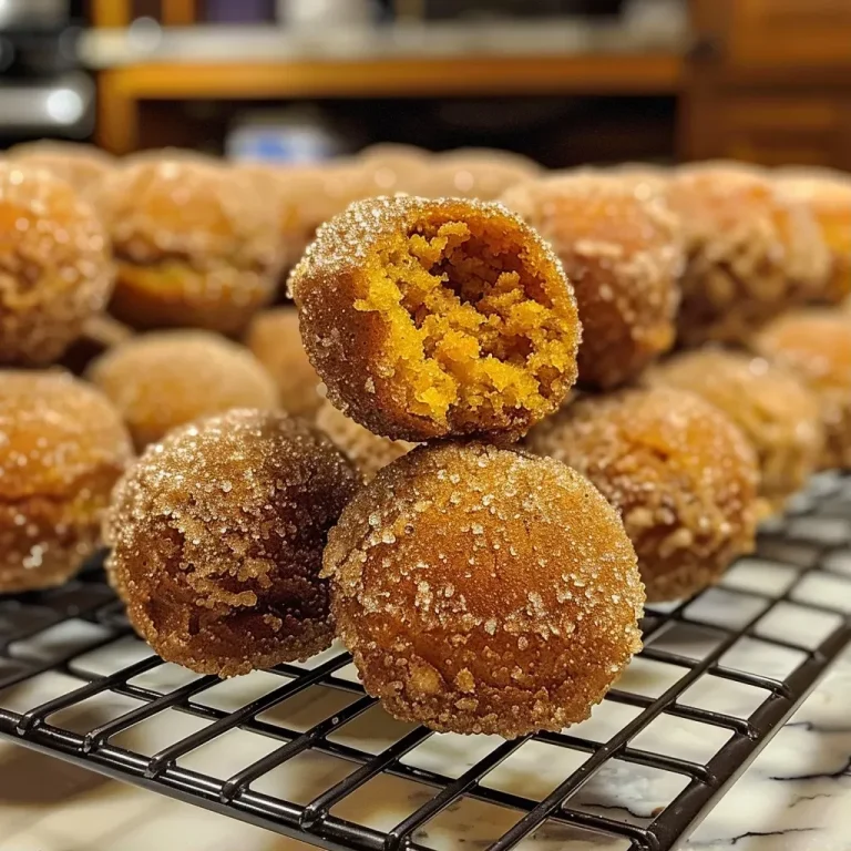 Wholesome Pumpkin Donut Holes for Cozy Moments Close-up view of golden-brown pumpkin donut holes, dusted with cinnamon sugar.