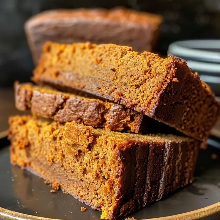 Close-up side view of a slice of sugar-free low-carb pumpkin bread, showcasing its moist texture.